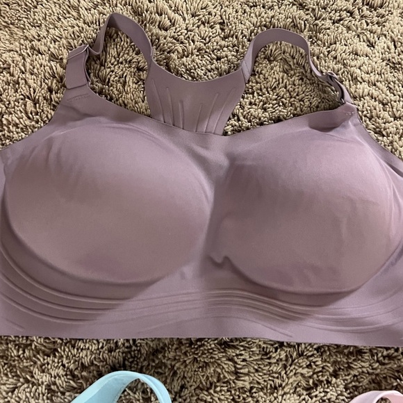 Set if 3 38C large all in motion sports athletic bras pink blue purple zip front - Picture 5 of 11